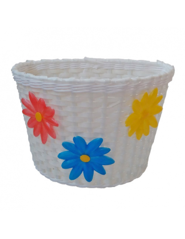 Cesta plastico 12/16"  blanca flores