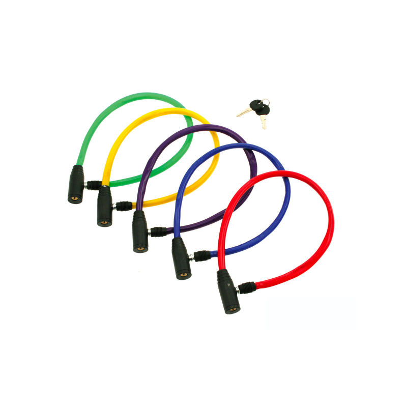 Candado cable llave 5x 580mm colores surtidos