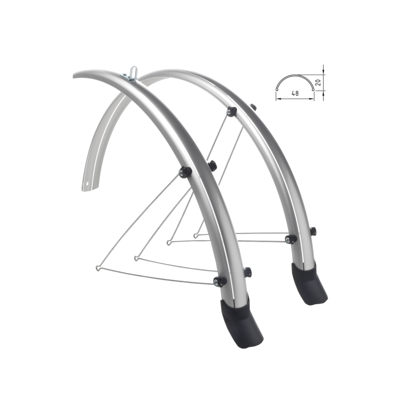 Jgo. guardabarros 28 ancho 48mm gris