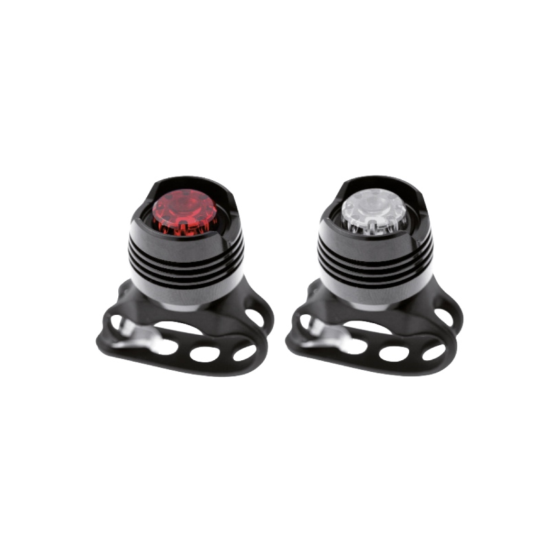 Kit luces del+tras alu. negro, baterias incluidas