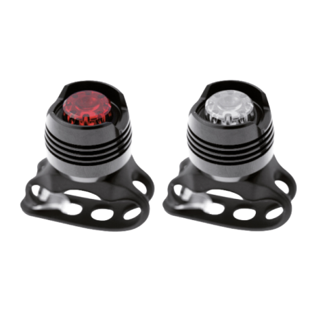 Kit luces del+tras alu. negro, baterias incluidas