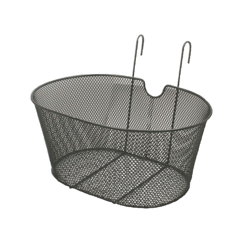 Cesta delantero bici ovalada negro con ganchos