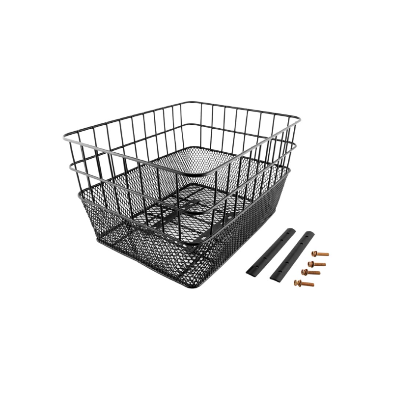 Cesta rectangular doble malla negro