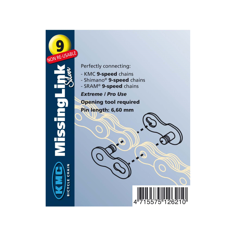 2 eslabones cadena kmc 9v no reutilizables