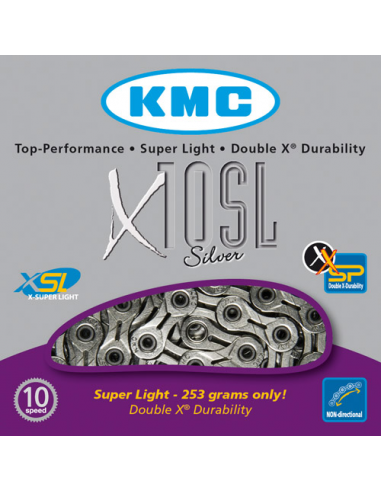 Cadena kmc x10 sl cromada 114p 10v