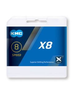 Cadena kmc x8 plata/gris 114 index 8v