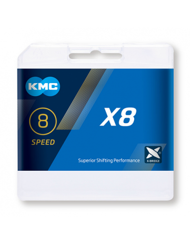 Cadena kmc x8 plata/gris 114 index 8v