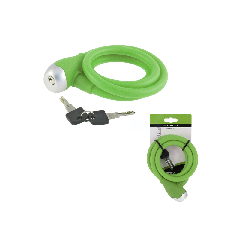 Candado espiral silicona 12x1200mm verde