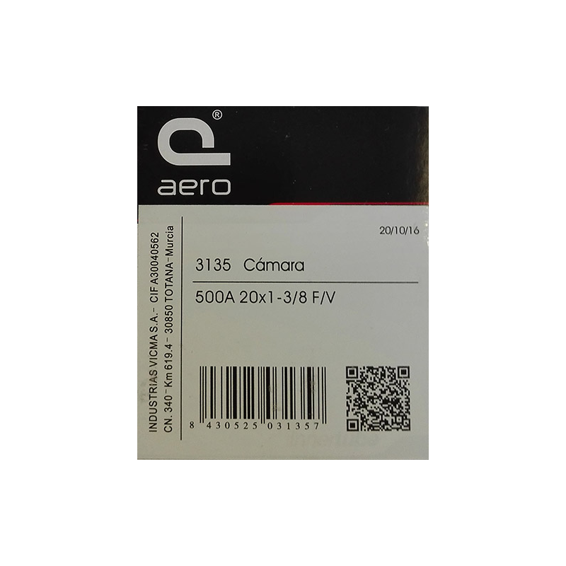 Camara 500a 20x1 3/8 presta vicma aero