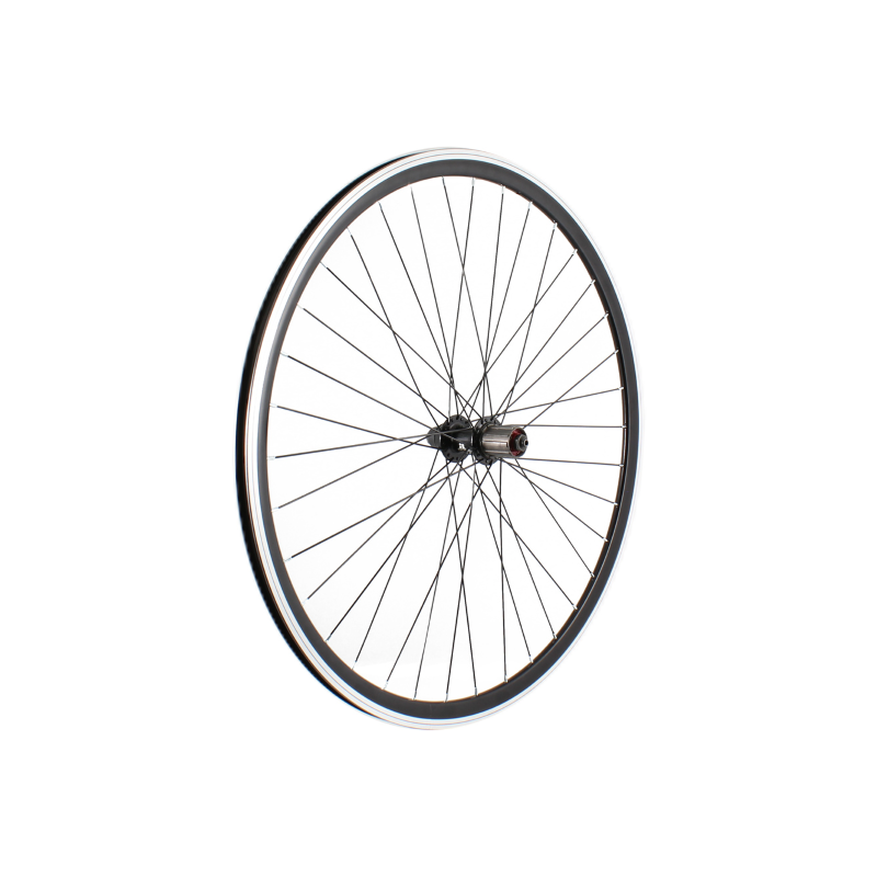 Rueda tras 700 alu inox 36t negra cass sh 8/9/10v