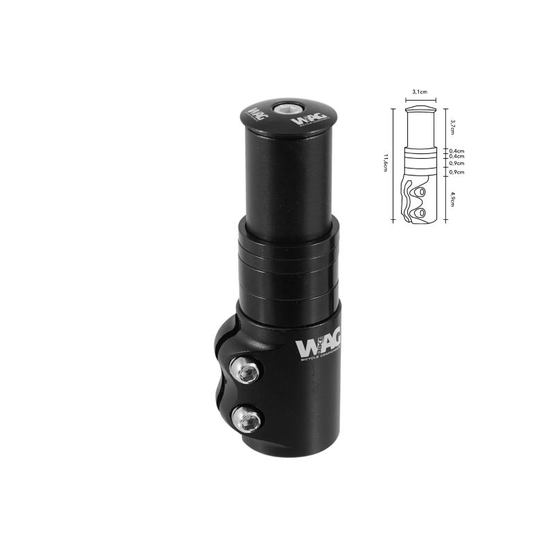 Adaptador potencia ahead 1 1/8" 65mm aluminio