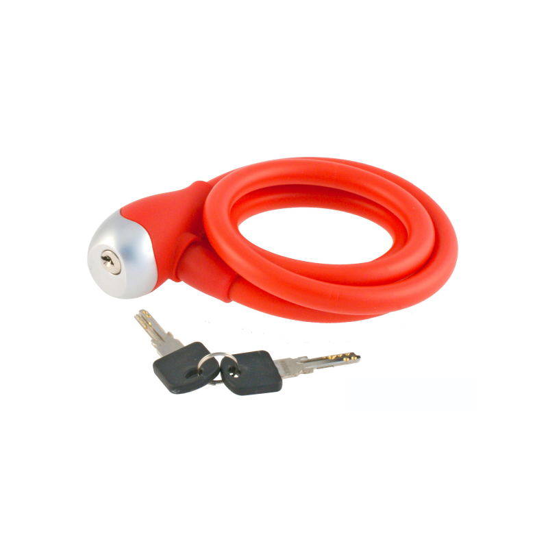Candado cable espiral silicon ø 12 - rojo