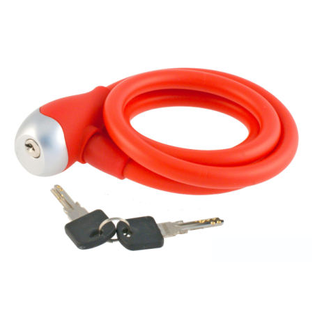Candado cable espiral silicon ø 12 - rojo