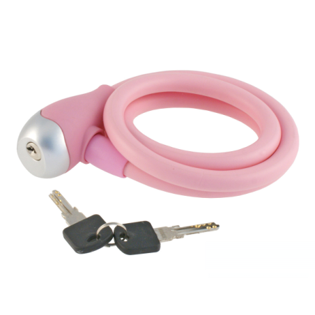 Candado cable espiral silicon ø 12 - rosa