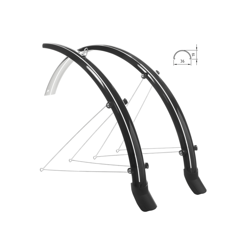 Jgo. guardabarros 28 ancho 36mm  color negro.