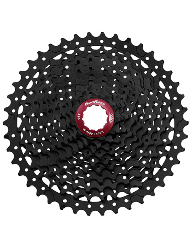 Cassette sunrace 10v 11/42 negro/rojo mx3