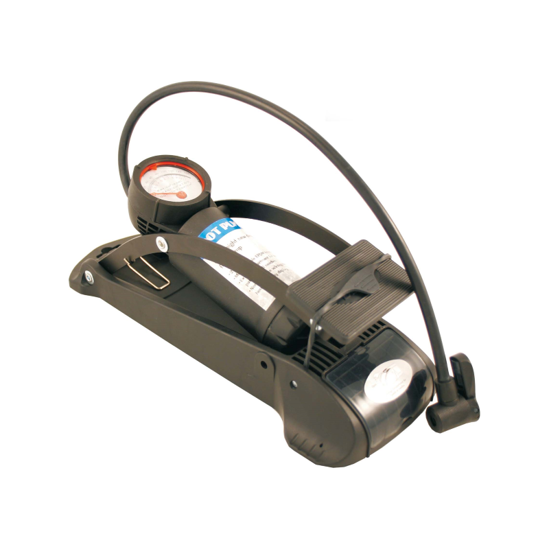 Bomba de pie con manometro negro