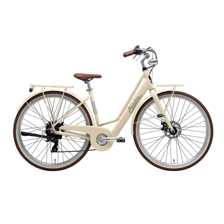 Bicicleta e-retro  lady e-bike 28" crema bateria integrada