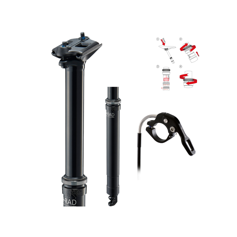 Tija telescopica 34,9x409mm/125/95mm regulable con cable interno negro