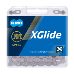 Cadena kmc xglide cues gris  118p 9-10-11v plata