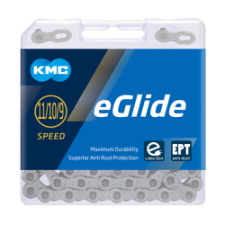 Cadena kmc e-glide cues gris ept 118p 9-10-11v plata