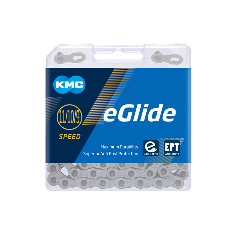 Cadena kmc e-glide cues gris ept 118p 9-10-11v plata
