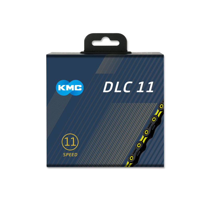 Cadena kmc dlc 11v  negra-amarilla  118p