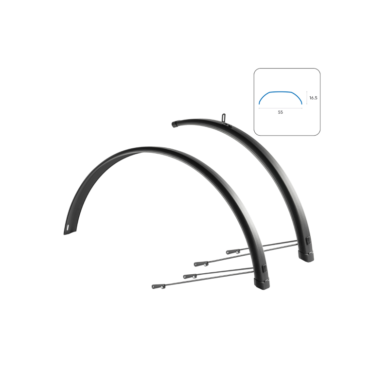 Juego guardabarros 27.5-29x55mm trekking aluminio negro