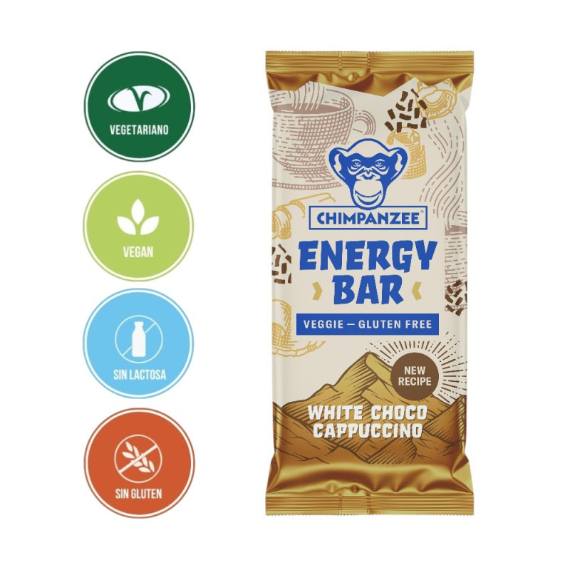 Caja 15 barritas energy chocolate blanco y capucci 55gr chimpanzee
