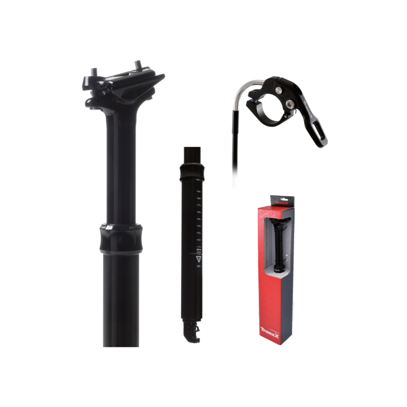 Tija telescopica 31.6x373mm-1250mm cable interno negra