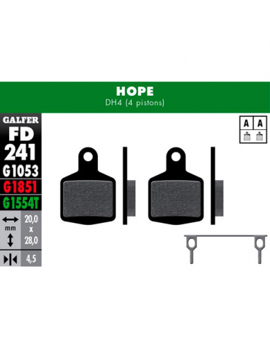 Kit 4 past galfer stand hope dh4 (4 piston)