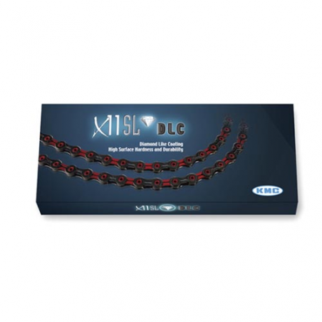 Cadena kmc 11v x11 sl dlc neg/roja 118