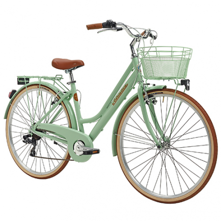 Bicicleta retro donna 28" verde 6v